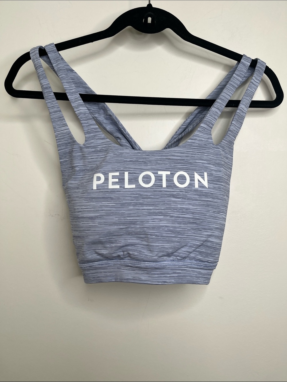 Peloton Women's Heather Light Blue Double-Strap Sports Bra Size XL Active Gym